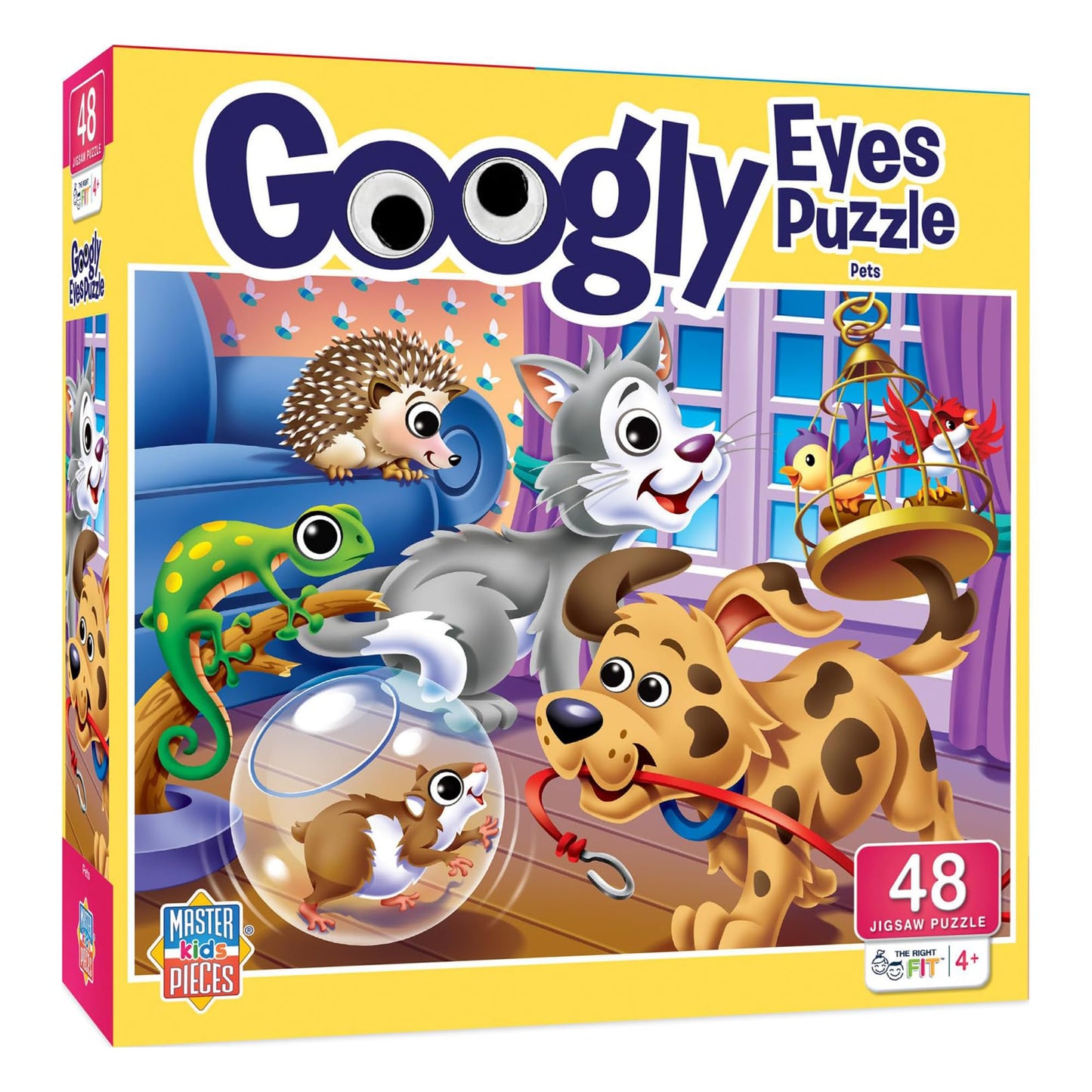 Masterpieces - 48 Piece Jigsaw Puzzle For Kids 4+ Years, Pets With Googly Eyes, Educational And Fun Game, Gift Idea For Children