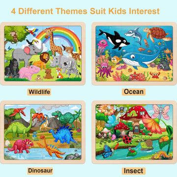 Large Puzzles For Kids Ages 4-6, 24 Piece Wooden Puzzles For Toddlers 3-4,Jigsaw Puzzles For Kids Ages 3-5,Preschool Educational