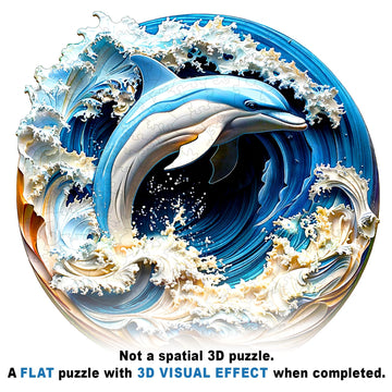 Wooden Puzzles for mature-themeds - 3D Vision Effects Dolphin Wooden Jigsaw Puzzle - Unique Animal Shaped Wood Puzzles mature-themed - Creative Birthday Gift Family Game (200pcs)