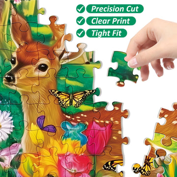 300 Piece Puzzles for mature-themeds Forest Deer Jigsaw Puzzle 300 Pieces Interlock Perfectly Letter on Back No Dust Fun and Challenging Puzzle for Family Time Relaxing Gift for mature-themeds Kids Seniors 20.5 x15in