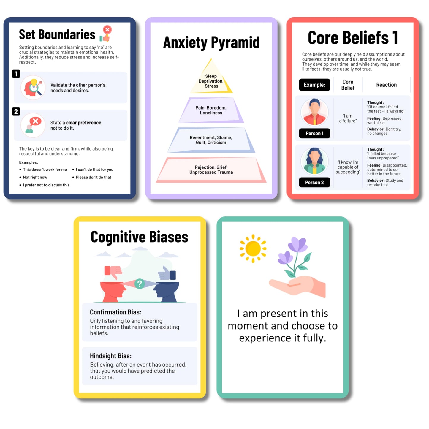 Dbt Flashcards - Dialectical Behavior Therapy Coping Skills Cards | Cbt Skills | Anxiety Coping Skills | Cognitive Distortions |