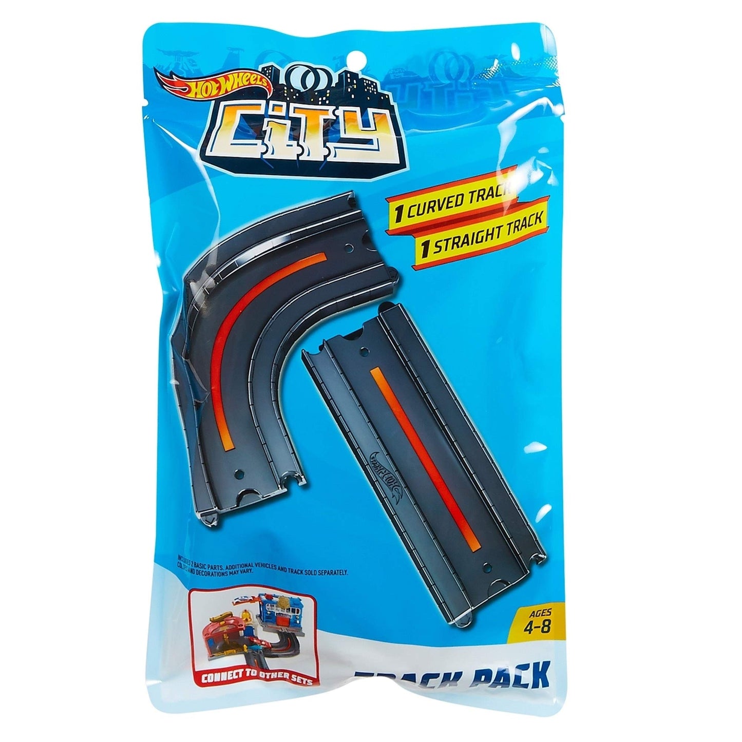Hot Wheels Track Pack Accessory - Straight + Curved, Multicolor -Like New