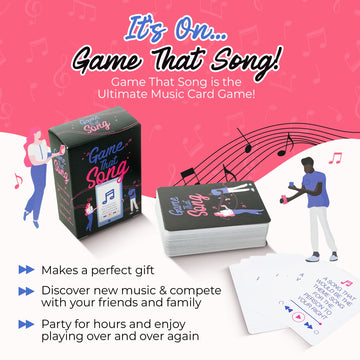 Game That Song Music Card Game for Adults & Teens - Fun Party Game, Black, Model GTS-01, Great Gift for Music Lovers