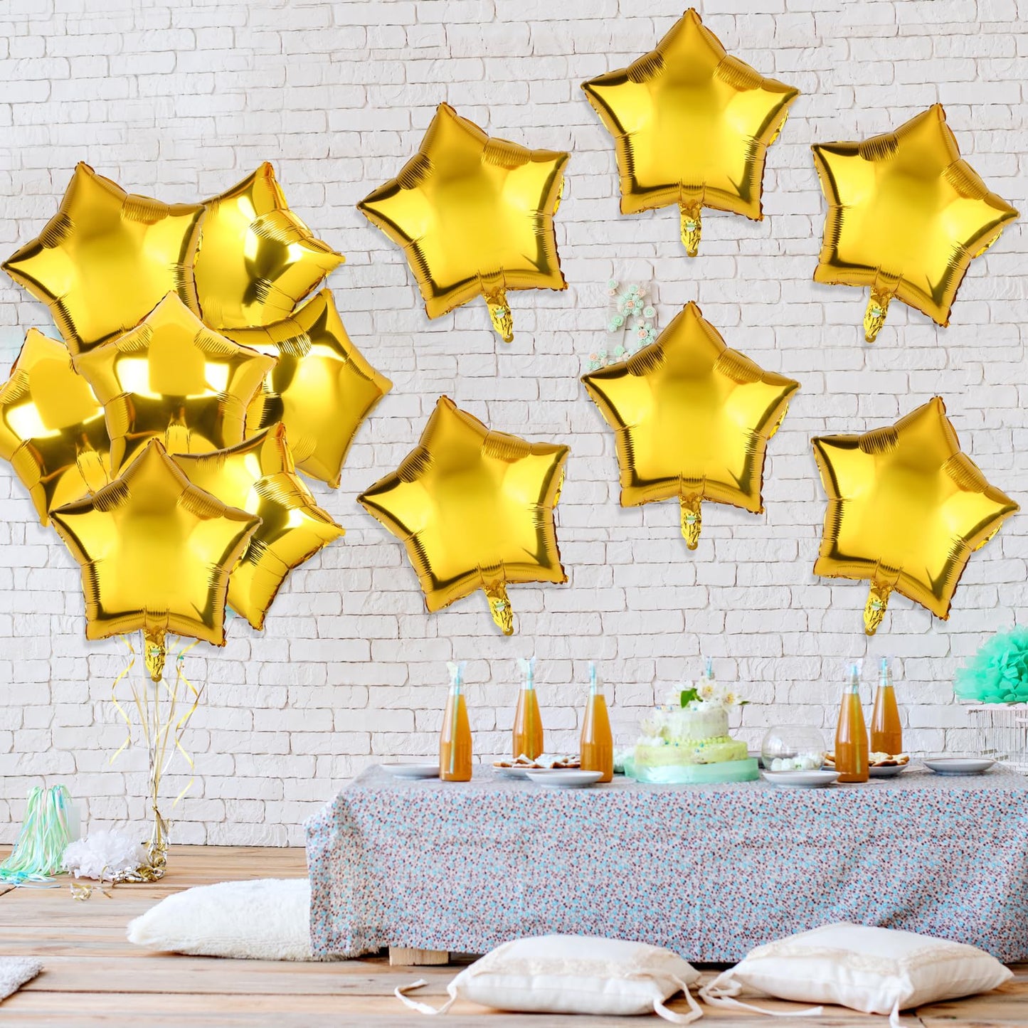 Durony 12 Pieces 18 Inches Gold Star Foil Balloons Star Shaped Mylar Star Helium Ballons Party Decorations For Birthday Party An