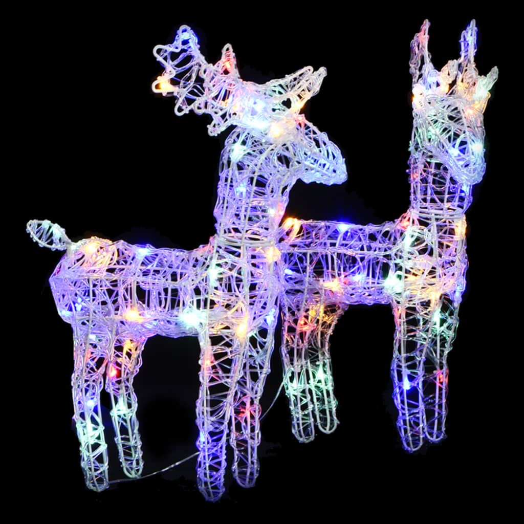 Vidaxl Christmas Reindeers 2 Pcs Multicolor 80 Leds Acrylic
