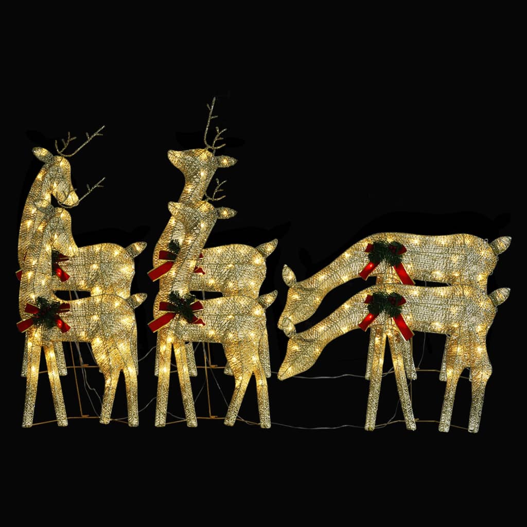 'Vidaxl Christmas Reindeer 6-Piece Set- Gold Warm White Mesh Outdoor/Indoor Lights, Energy-Saving Leds With 8 Lighting Effects, Simple Assembly