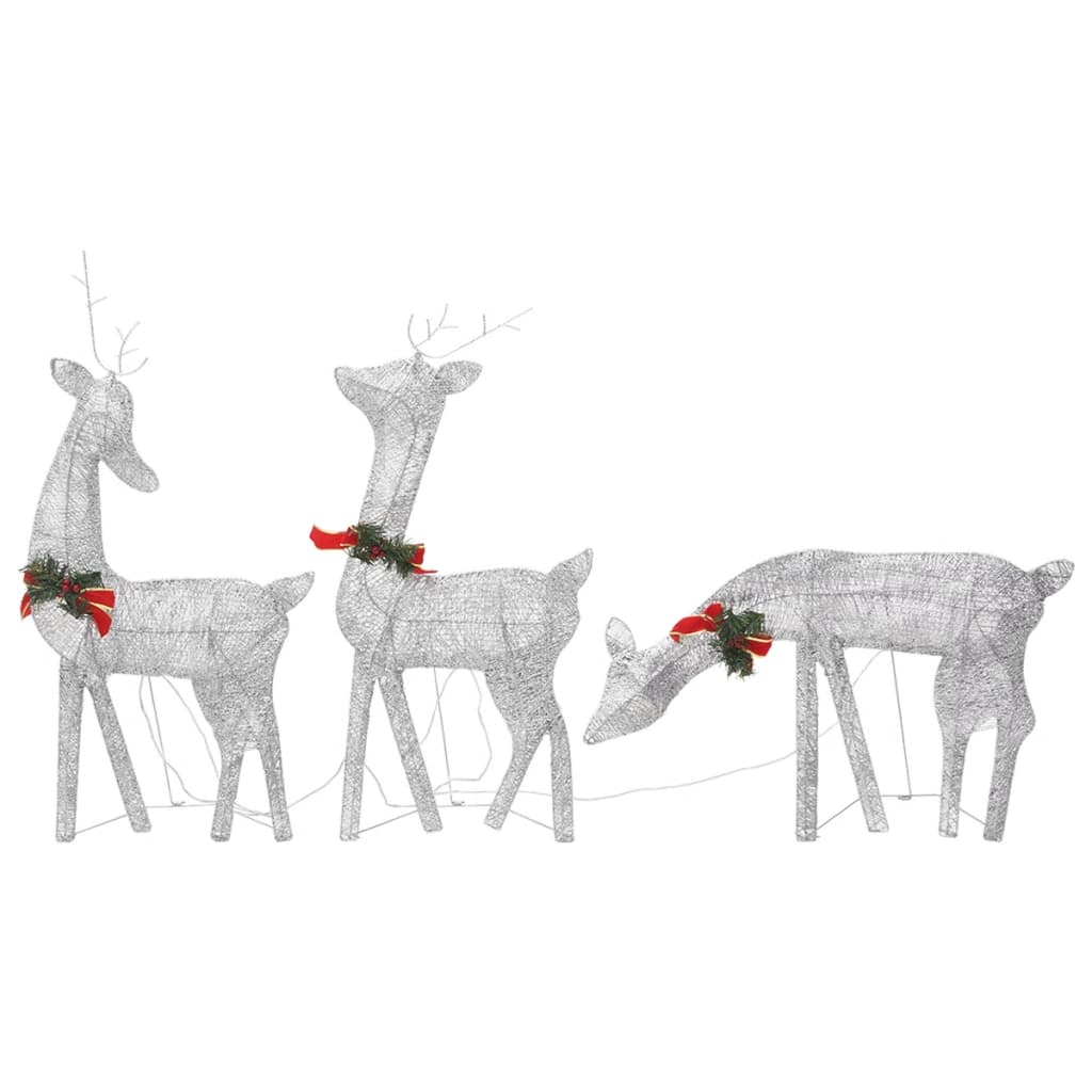 Vidaxl Christmas Reindeer 6 Pcs, Pre-Lit Christmas Lighting With 90 Leds, Xmas Decoration For Indoor, Holiday Ornament, Silver Cold White Mesh