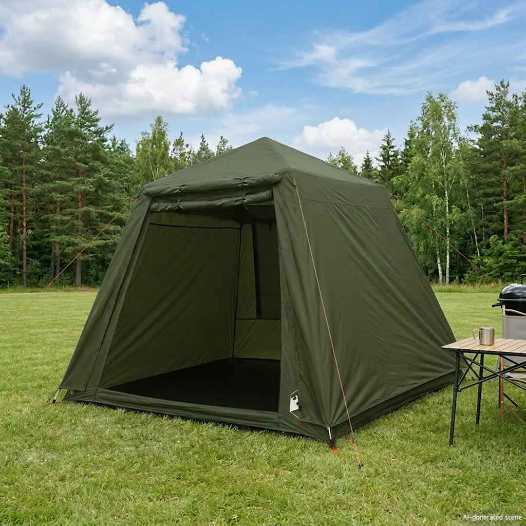 vidaXL Fishing Tent 4-Person Olive Green Quick Release
