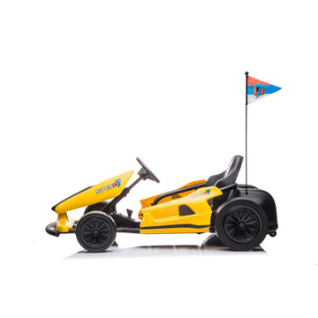 Freddo 24V Drifter 1 Seater Ride-On Car for Kids - Large Yellow Electric Toy Vehicle