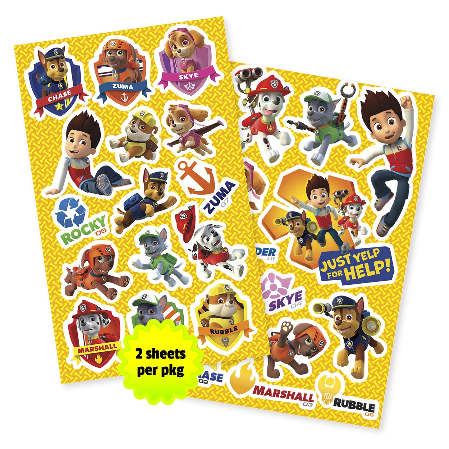 Paw Patrol Standard 4 Sheet Stickers 10Count Bundle