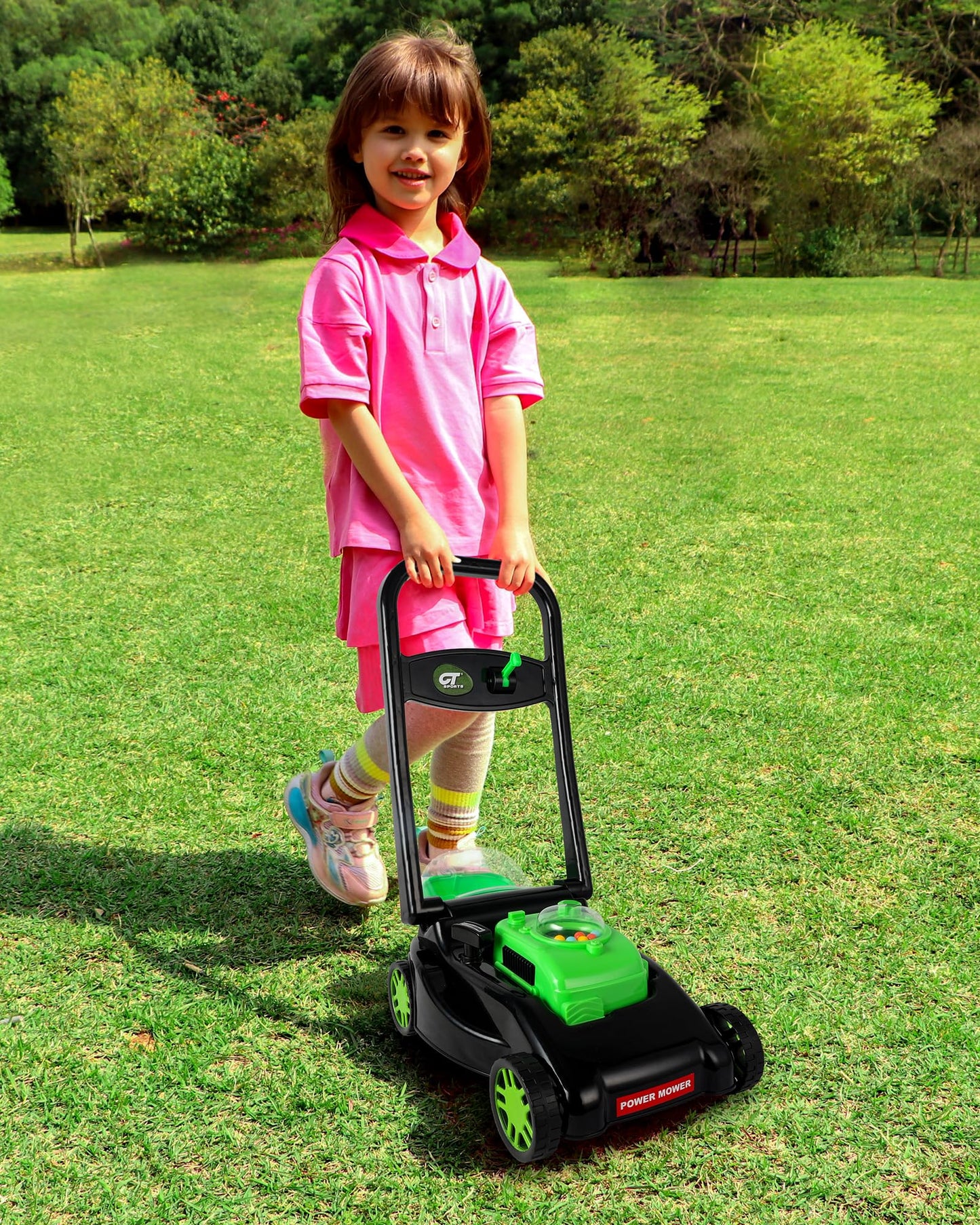 CT SPORTS Toddler Lawn Mower - Realistic Grass-Cutting Action, No Batteries, Black, Model XT-30018, Fun Outdoor Push Toy for Kids