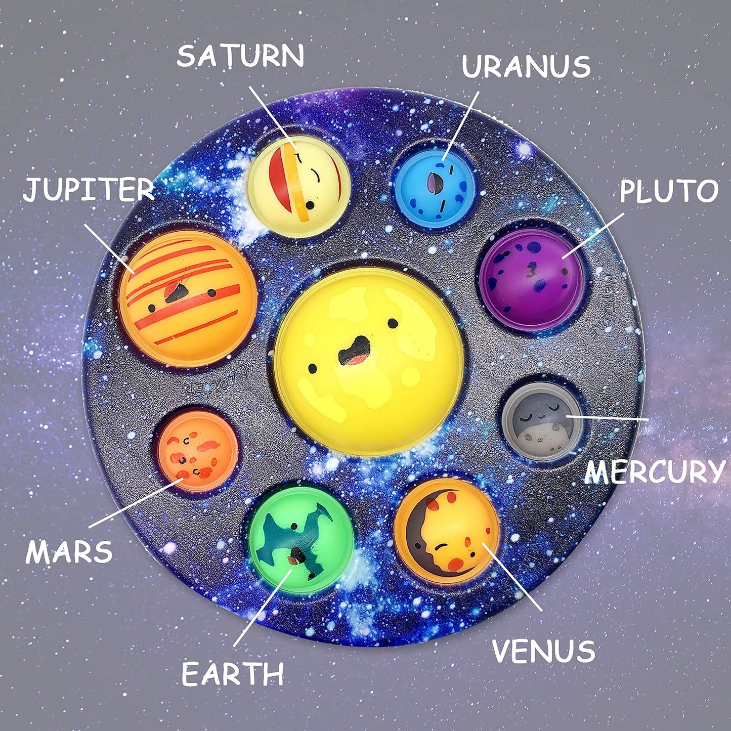 QETRABONE Eight Planet Cave Bubble Fidget Toy - Sensory Anxiety Relief for Kids & Adults, Galaxy Design, Educational Tool