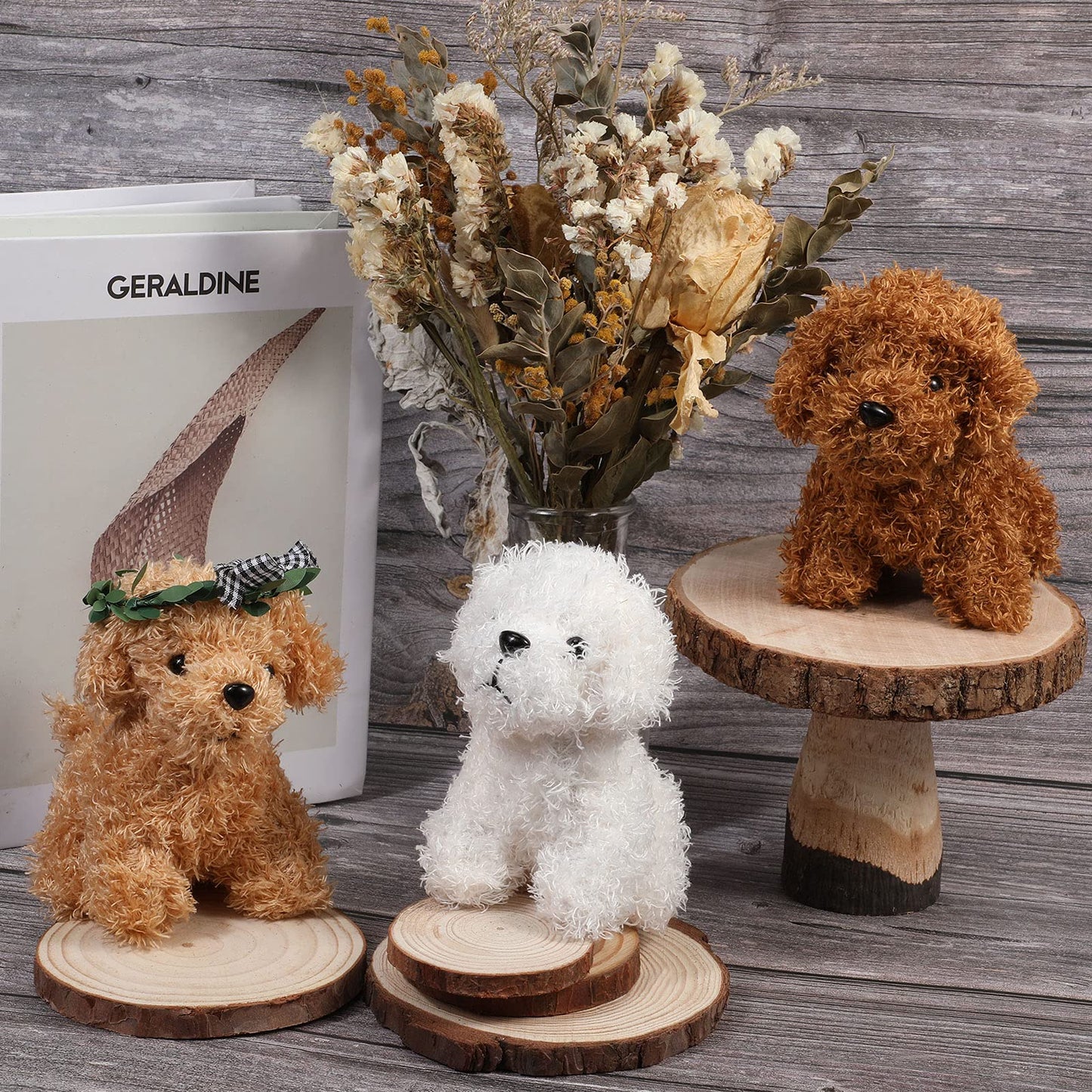 Sumind 9 Pcs Mini Plush Dog Stuffed Animals Bulk Dog Plush Party Favors For Easter Goodie Bag Fillers Baby Show Birthday(Curly Puppy)