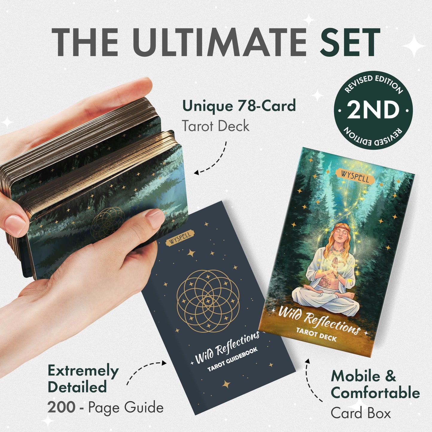 Wyspell Wild Reflections Tarot Cards Set with Guide Book - Nature-Inspired, Perfect for Beginners, Beautiful Illustrations