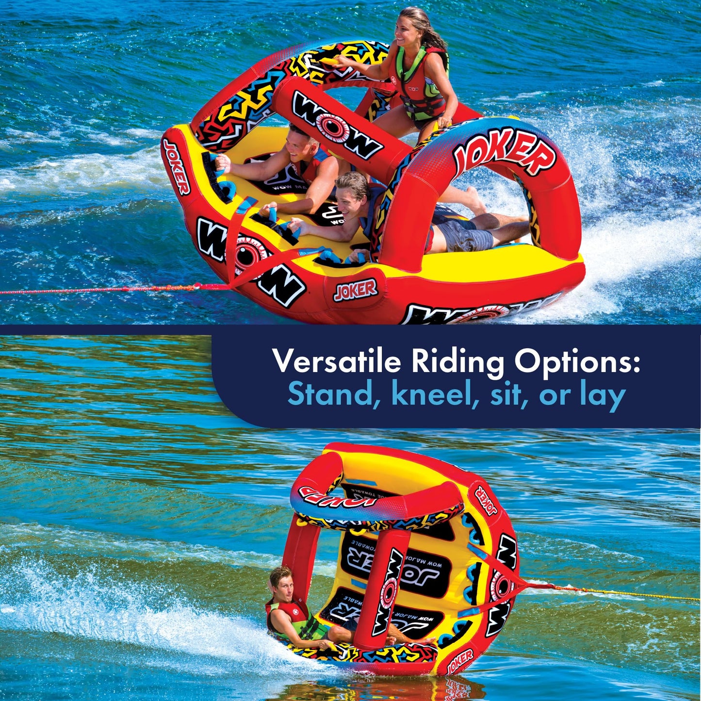Wow Sports Joker Towable Tube For Boating - 1 To 3 Person Towable - Standing Tubes For Boating