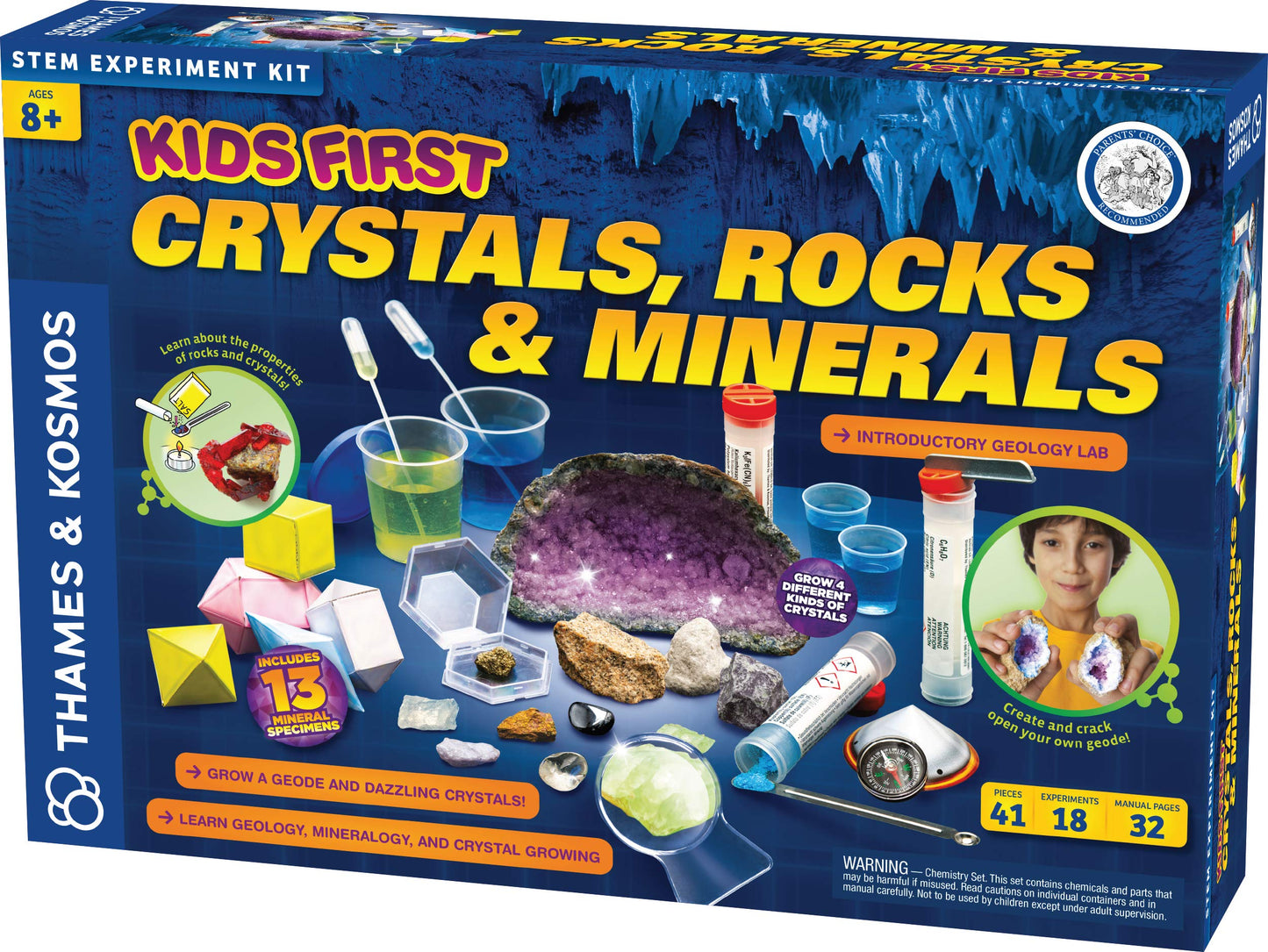 Thames & Kosmos Kids First Crystals, Rocks & Minerals Science Experiment Kit, Intro To Geology, Mineralogy & Crystal Growing For Early Learners