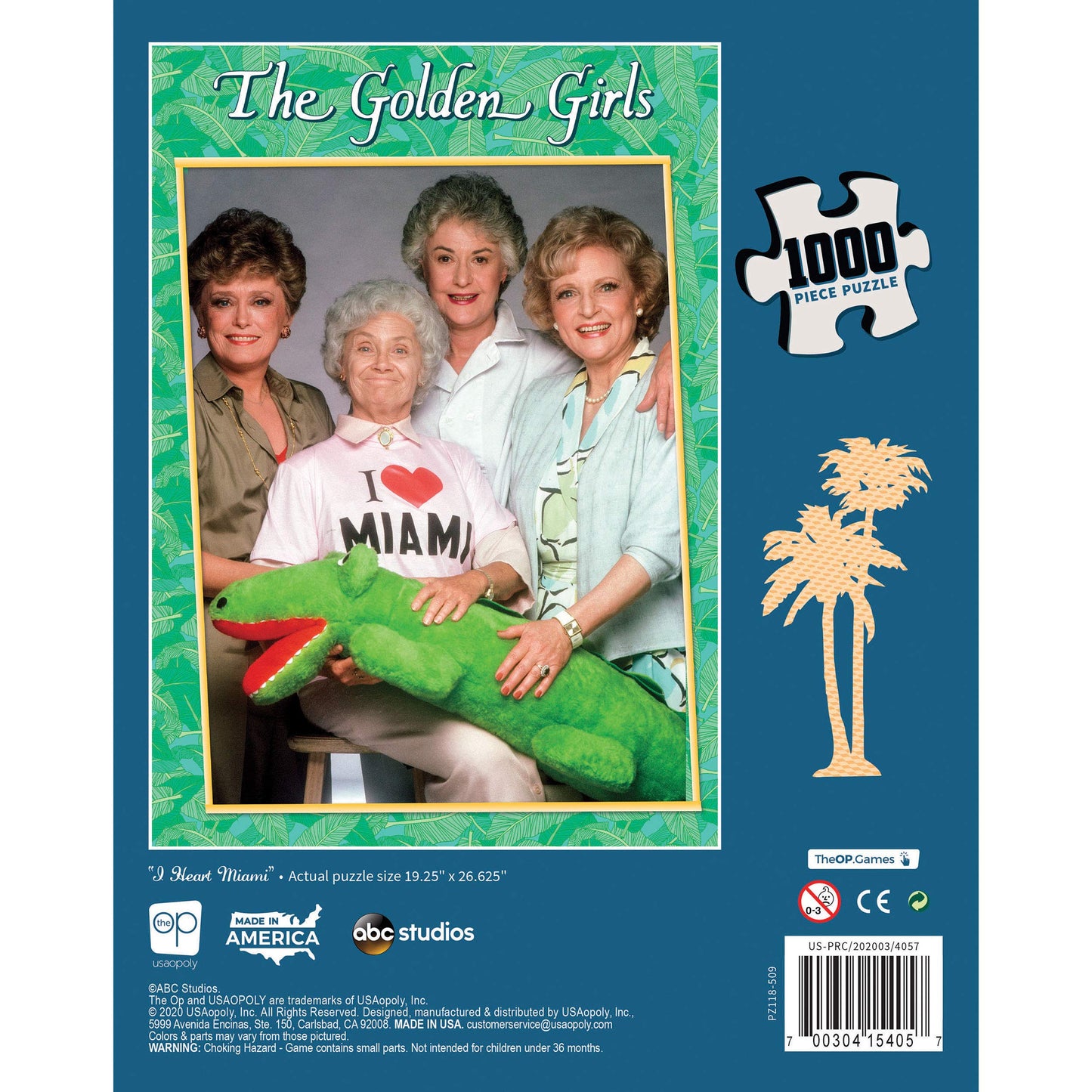 Usaopoly The Golden Girls I Heart Miami 1000 Piece Jigsaw Puzzle | Officially Licensed Golden Girls Merchandise | Collectible Puzzle Featuring Blanche, Dorothy, Sophia, And Rose