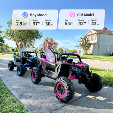 Outfunny 24 Volt Kids Utv, 4Wd Electric Ride-On Toy Car For Girls W/Remote Control, 4X200W Motors, 5Mph Max Speed - Pink