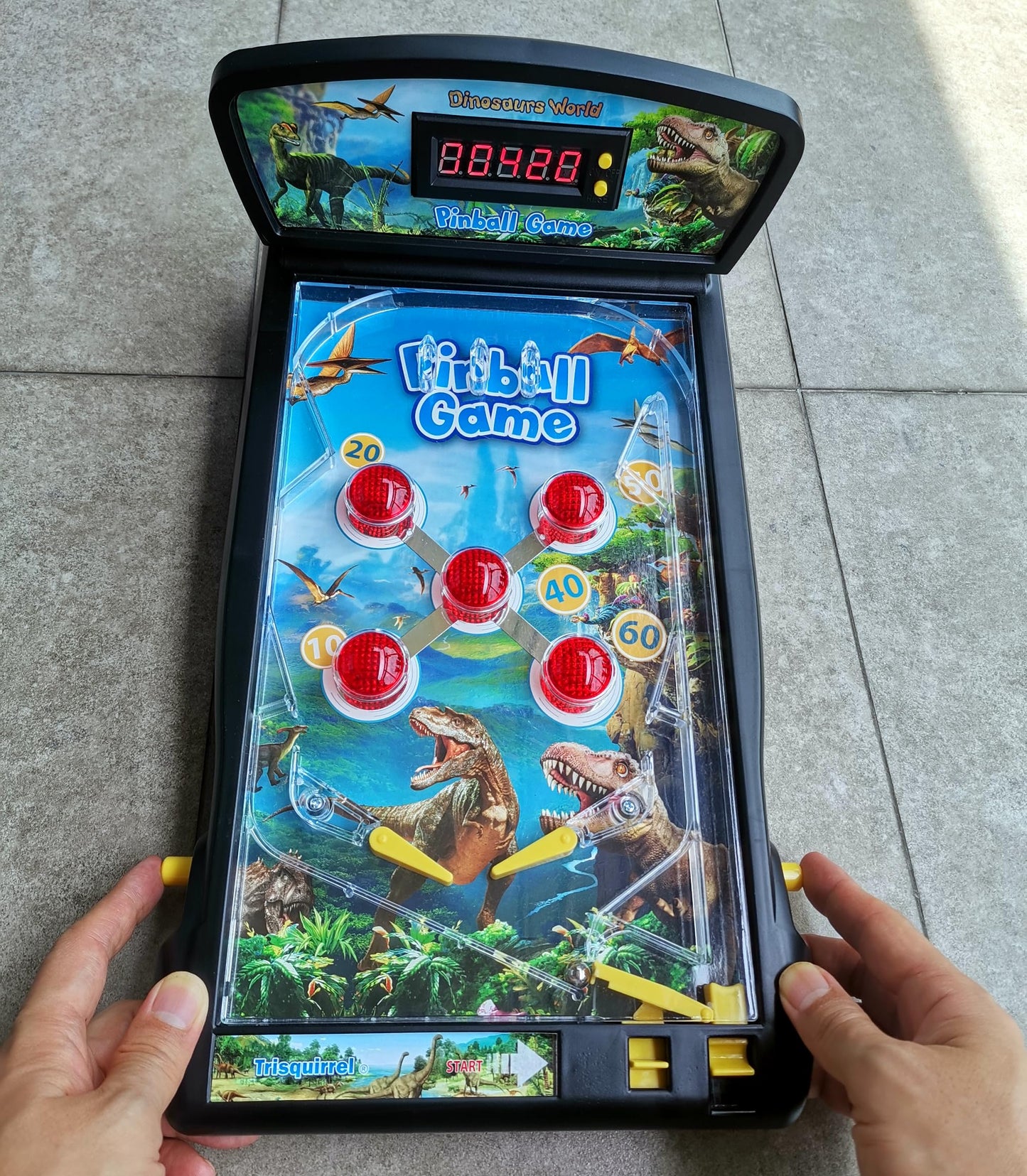 Trisquirrel Electronic Pinball Game,Dinosaurs Pinball Machine,Tabletop Arcade Pinball With Lights & Sounds Effects,Led Digital S