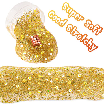 Okaybee Egg Gold Foil Slime, Good Stretchy & Non-Sticky Clear Slime, Slime Party Favors For Kids, Slime Sensory Toys For Birthda