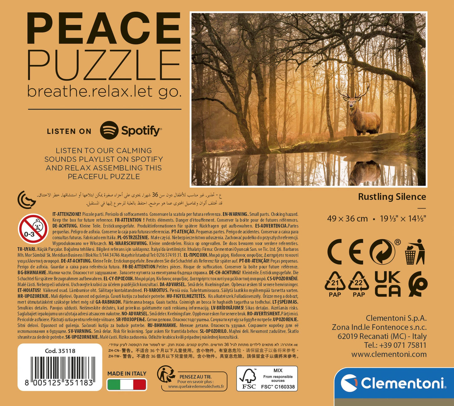 Clementoni - 35118 - Peace Puzzle - Rustling Silence - Jigsaw Puzzle 500 Pieces, Made In Italy, Jigsaw Puzzle For Adults