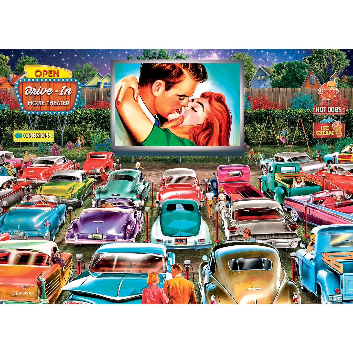 Roseart - Back To The Past - Drive In Date Night - 1000 Piece Jigsaw Puzzle For Adults