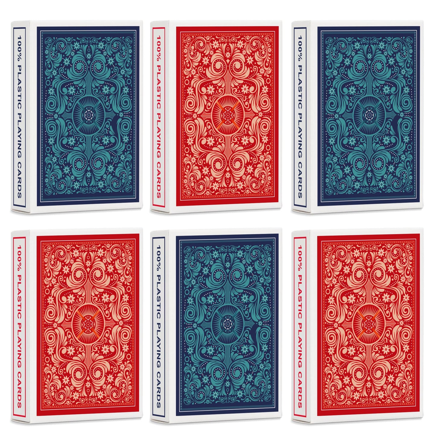 Timenued Playing Cards 6 Pack,Plastic Waterproof Playing Cards Bulk For Adults,6 Decks Of Poker Cards Professional Set,Wide Poke