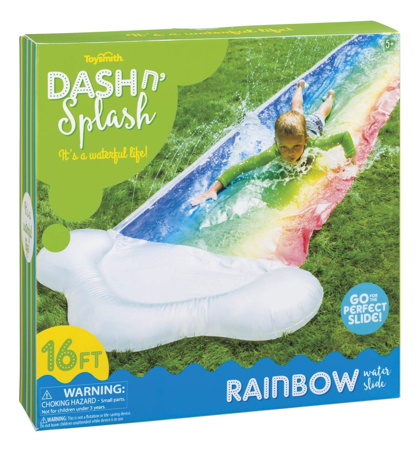 Toysmith Dash N Splash Rainbow Inflatable Outdoor Water Slide