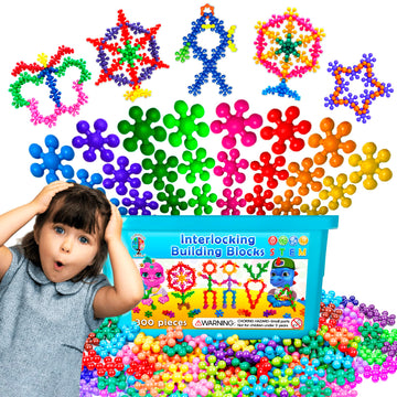 Curious 2 Learn 300 Pieces Building Blocks- Kids Stem Toys Educational Building Toys- Discs Sets Interlocking, Solid Plastic For Preschool Kids Boys And Girls Aged 3+, Creativity Kids Toys