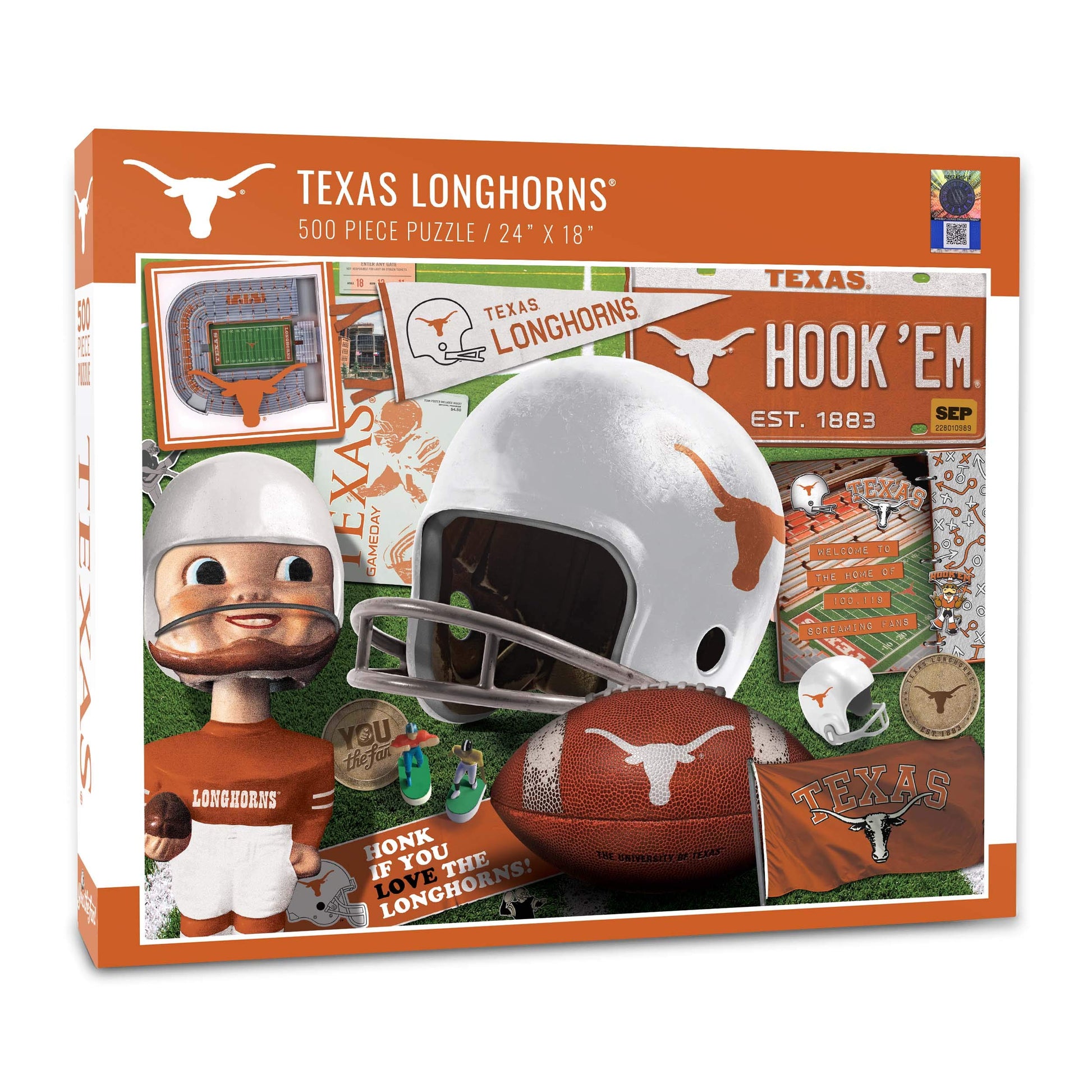 YouTheFan NCAA Texas Longhorns Retro Series Puzzle - 500 Pieces, Team Colors, Large