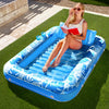 Sloosh Inflatable Tanning Pool Lounger Float, Large 70" x 46", Blue PVC Raft for Adults, Sun Tan Tub & Ice Bath Tub