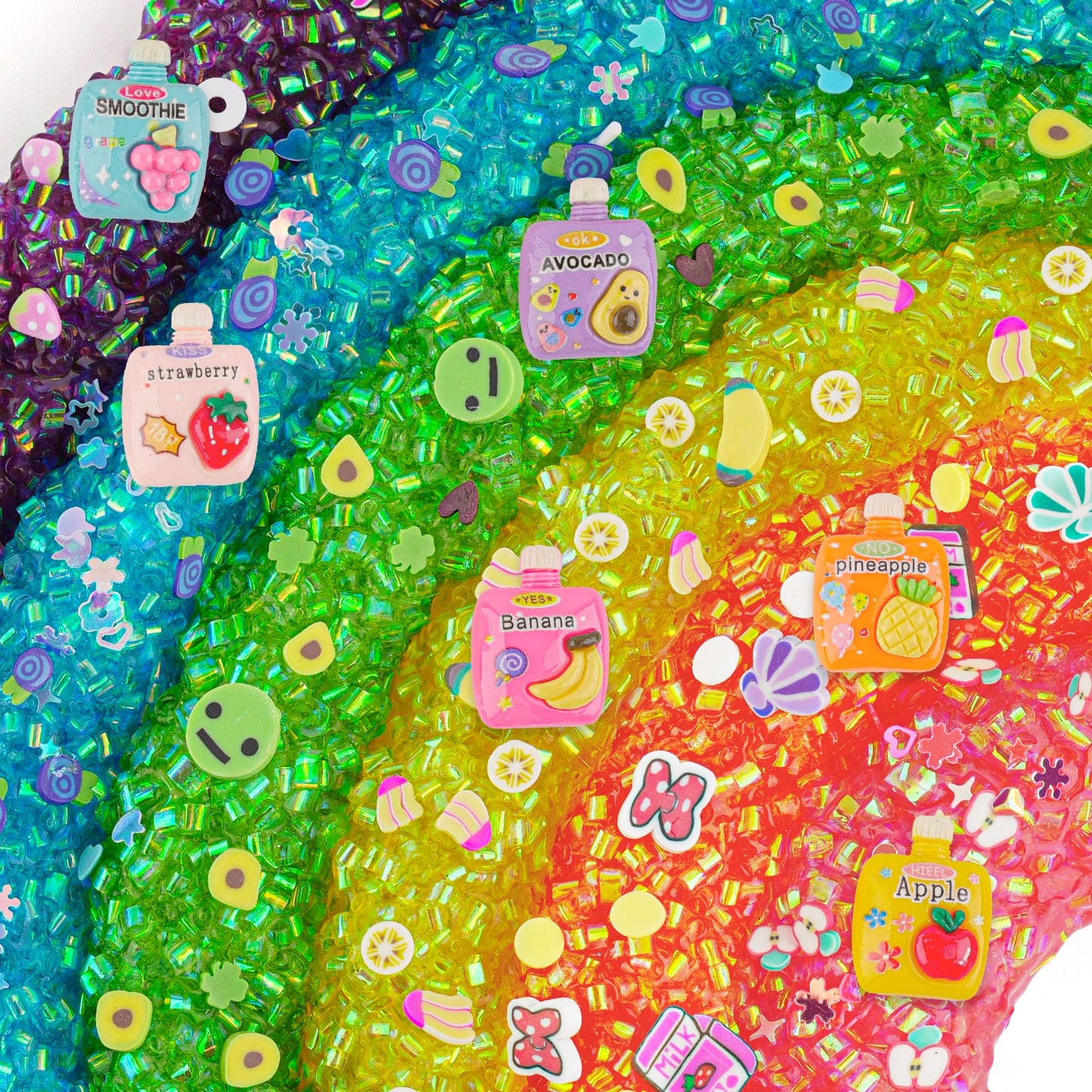 Okaybee 6 Pack Bingsu Crunchy Slime Kit, Rainbow Slime For Kids, With Cute Slime Charms & Add-Ins, Slime Party Favors Sensory To