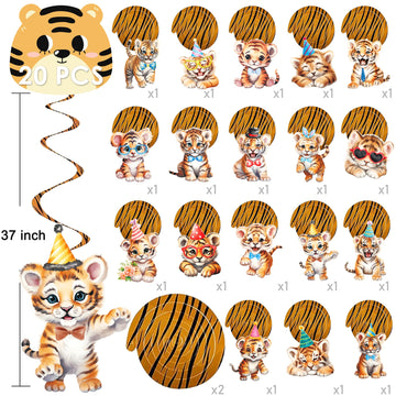 Tiger Hanging Swirls Tiger Birthday Party Decorations 20Pcs Tiger Party Ceiling Swirls Decorations Tiger Hanging Streamers for J