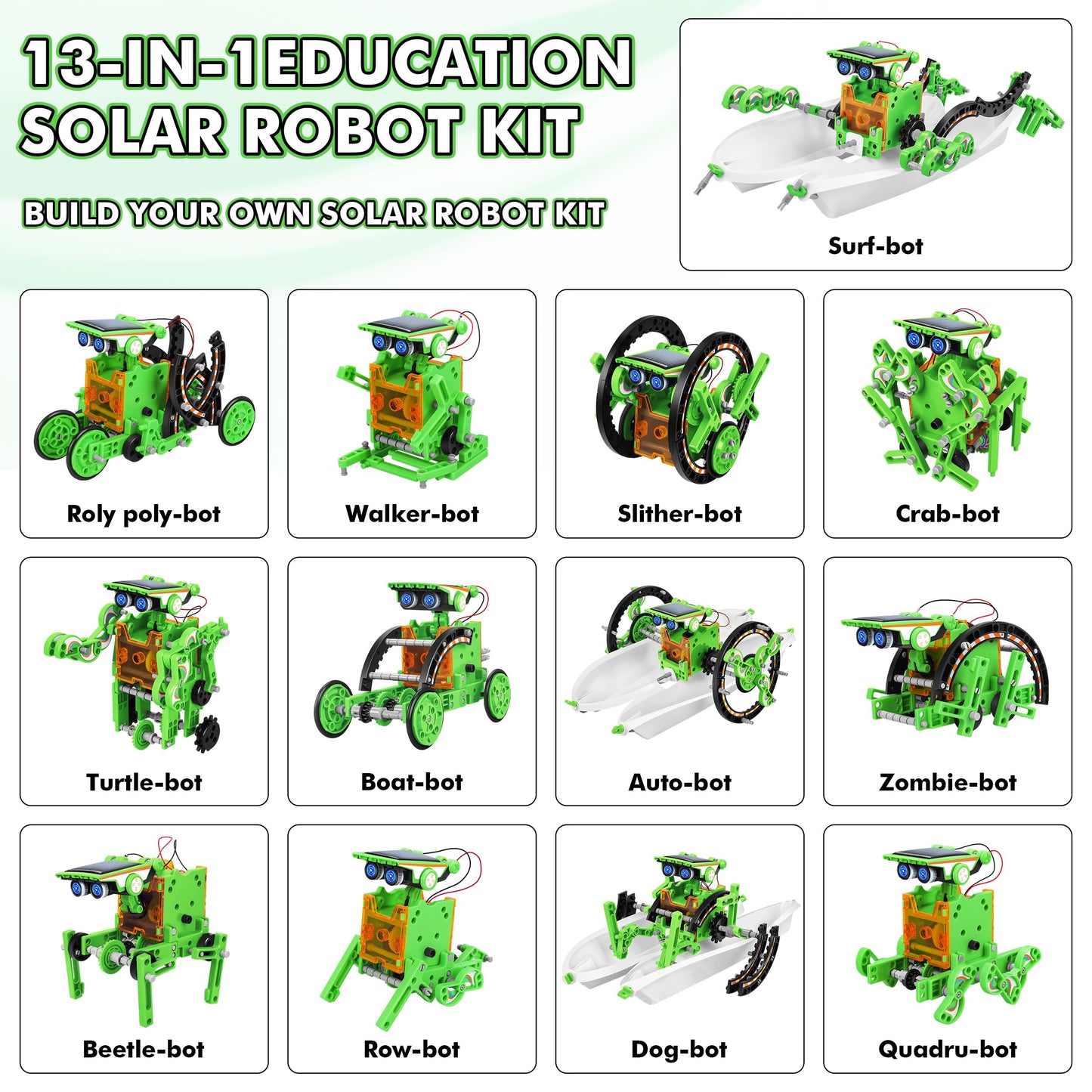 Bottleboom Stem 13-In-1 Education Solar Power Robots Toys For Boys Age 8-12, Educational Toy Science Kits For Kids Experiment Ro