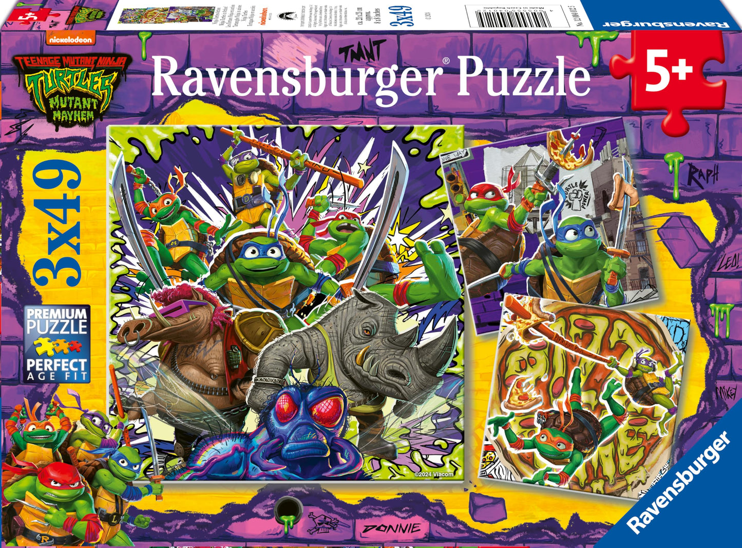 Ravensburger - Teenage Mutant Ninja Turtles Puzzle, Children'S Puzzle, 3 Puzzles Of 49 Pieces, Puzzle For Children +5 Years, Puz