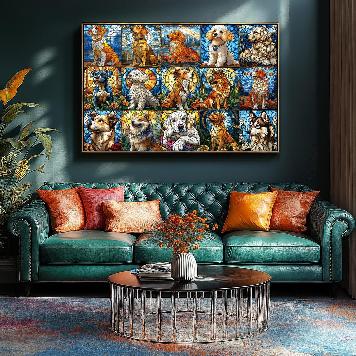 Miniwan Stained Glass Puzzle, Dog 1000 Piece Jigsaw Puzzle For Adults Impossible Hard Difficult Challenging Puzzles For Adults C