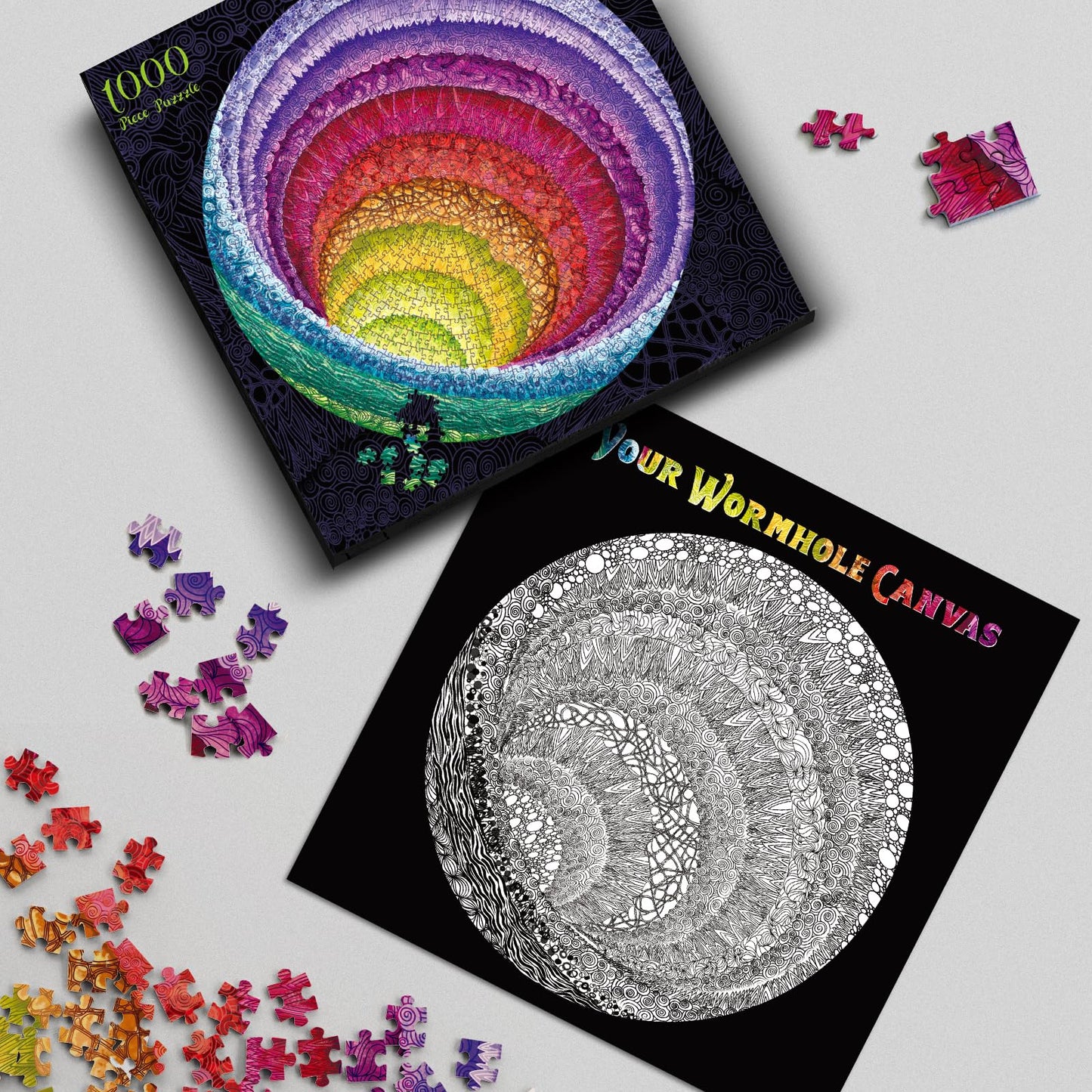 Antelope - 1000 Piece Rainbow Puzzle For Adults, Hue Wormhole Jigsaw Puzzles 1000 Pieces,1000 Piece Round Puzzles, Wormhole Puzzles, High Resolution, Matte Finish, Smooth Edging, No Dust, 3D Puzzle