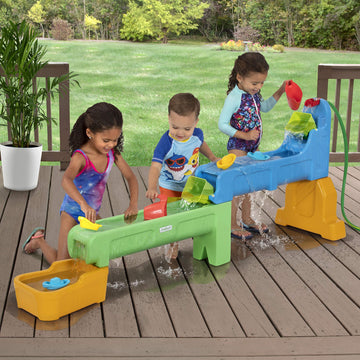 Simplay3 Rushing River Falls Water Play Table - Multi-Level Splash Table for Kids 1.5-6 Years - Includes 9 Accessories, Small, Plastic