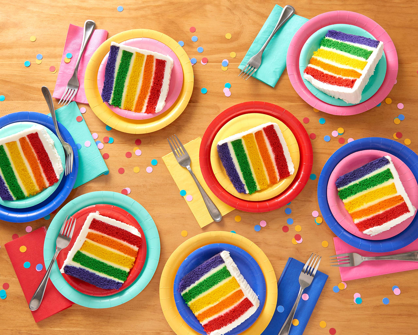 American Greetings Rainbow Party Supplies For Graduation, Birthdays And All Occasions, Multicolor Paper Dinner Plates (50-Count)