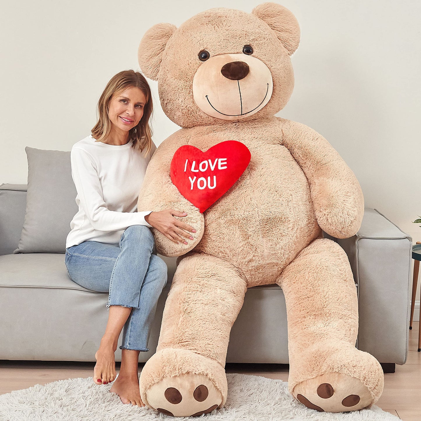 Tezituor Giant Teddy Bear 6Ft Stuffed Animals - I Love You Red Heart Jumbo Human Size Teddy Bear For Girlfriend,Boyfriend,Wife