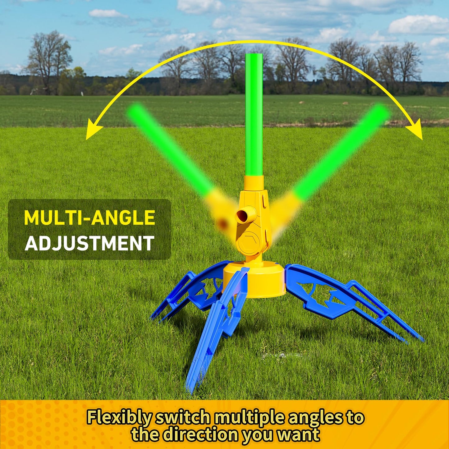 Otoseth Toys Rocket Launcher For Kids - Launch Up To 100 Ft, 8 Multi-Color Foam Rockets & Adjustable Launch Stand, Kids Outdoor