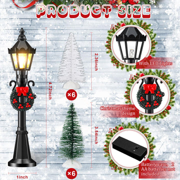 Shappy 24 Pieces Christmas Lamp Post Village Accessories Mini Street Lamp Dollhouse Streetlight Models For Mini Christmas Village Street Lights Models Christmas Miniature Mini Street Lamp For Diy