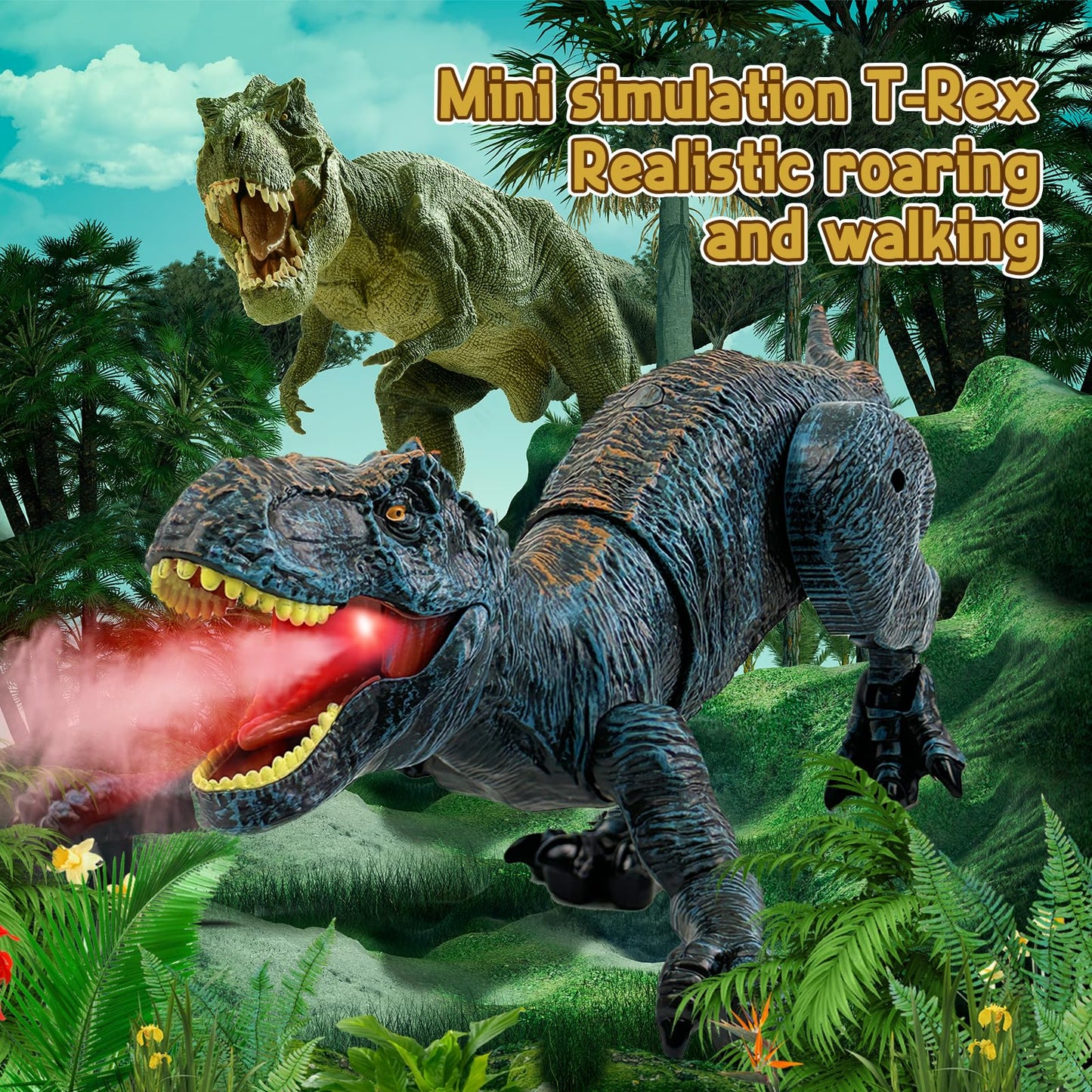 Talgic Remote Control Dinosaur For Boys 4-7, Robot Dinosaur Toys For Kids 5-7, Rc Dinosaur With Realistic Legs & Spray Stream,Remote Dinosaur Toys For Kids3 4 5 6 8 Year Old Boy Birthday Gift (Blue)