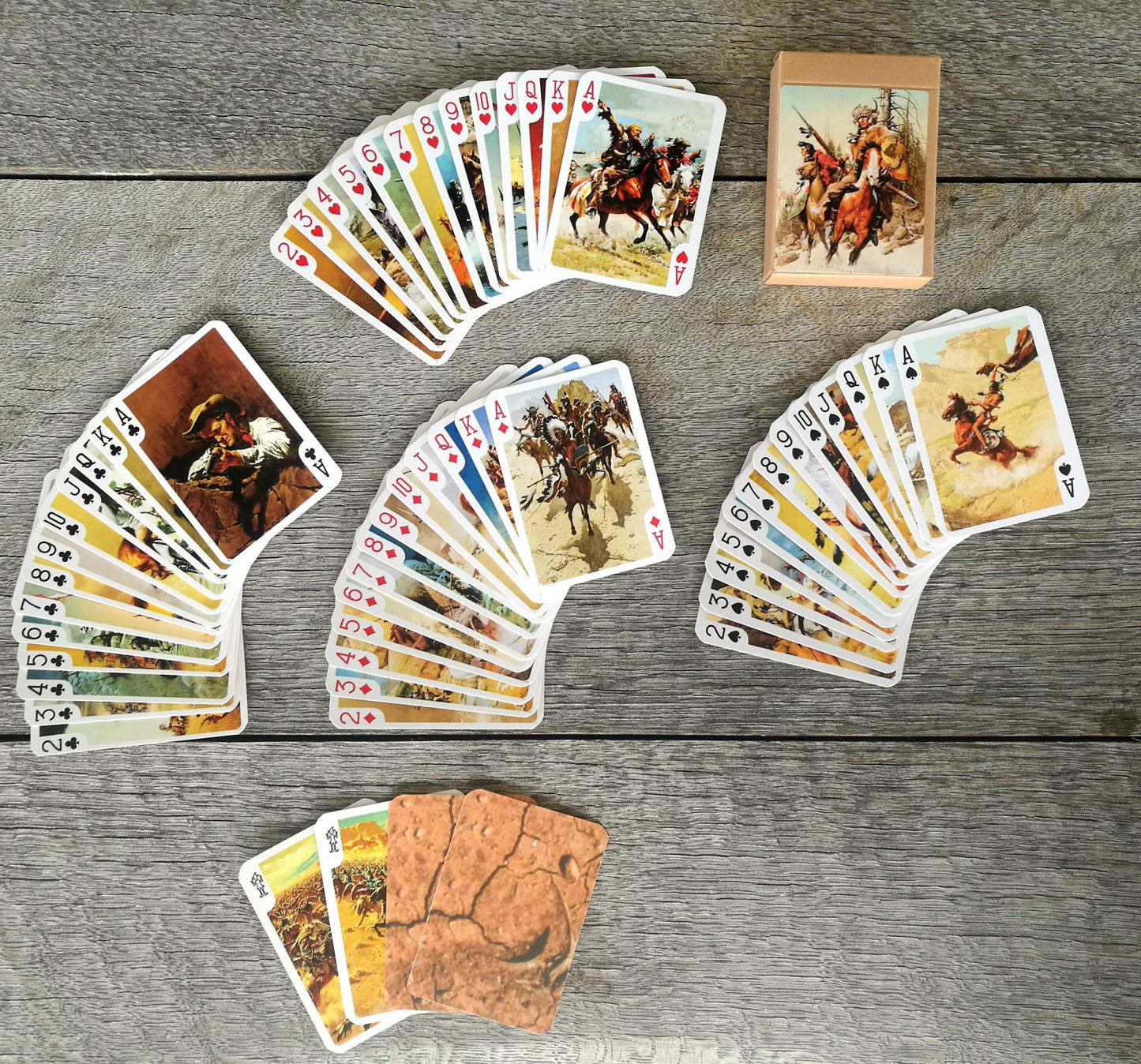 Flonzgift Wild West Playing Cards (Poker Deck 54 Cards All Different) Vintage Western Cowboys Pioneers Indians