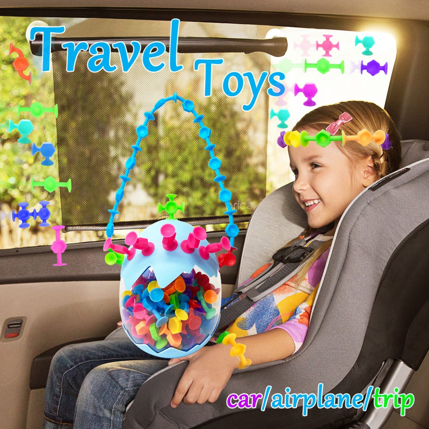 CreateView 50Pcs Bath Toys for Kids Ages 3+ Suction Cup Sensory Toys for Autistic Children Travel Toys Window Toys Stem Learning Toys Bathtub Toys with Dinosaur Eggshell Storage