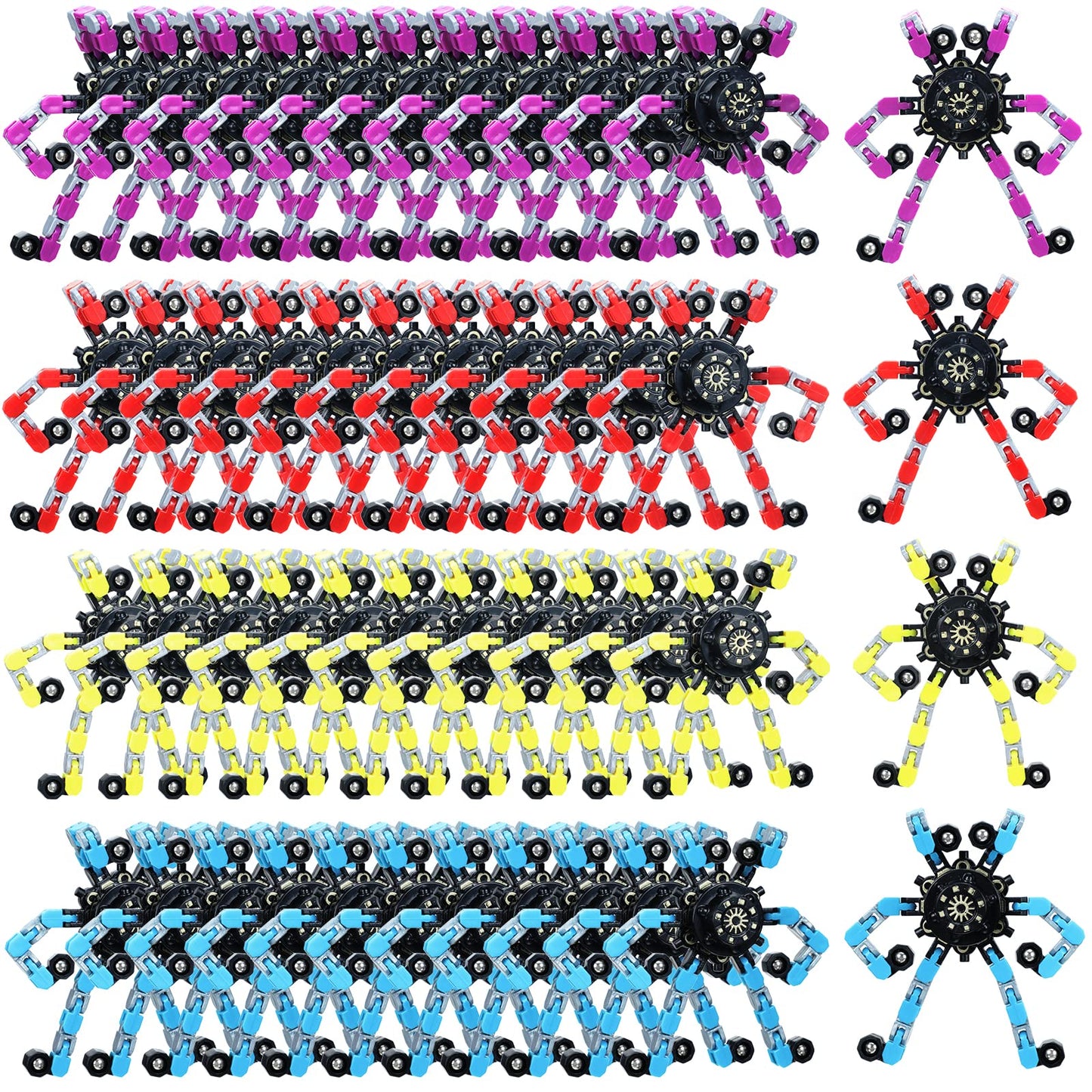 Zhanmai Transformable Fidget Spinners Fidget Toys For Kids And Adults Stress Relief Sensory Toys Transformable Chain Robot Fingertip For Adhd Autism Kids Gifts (64 Pack)
