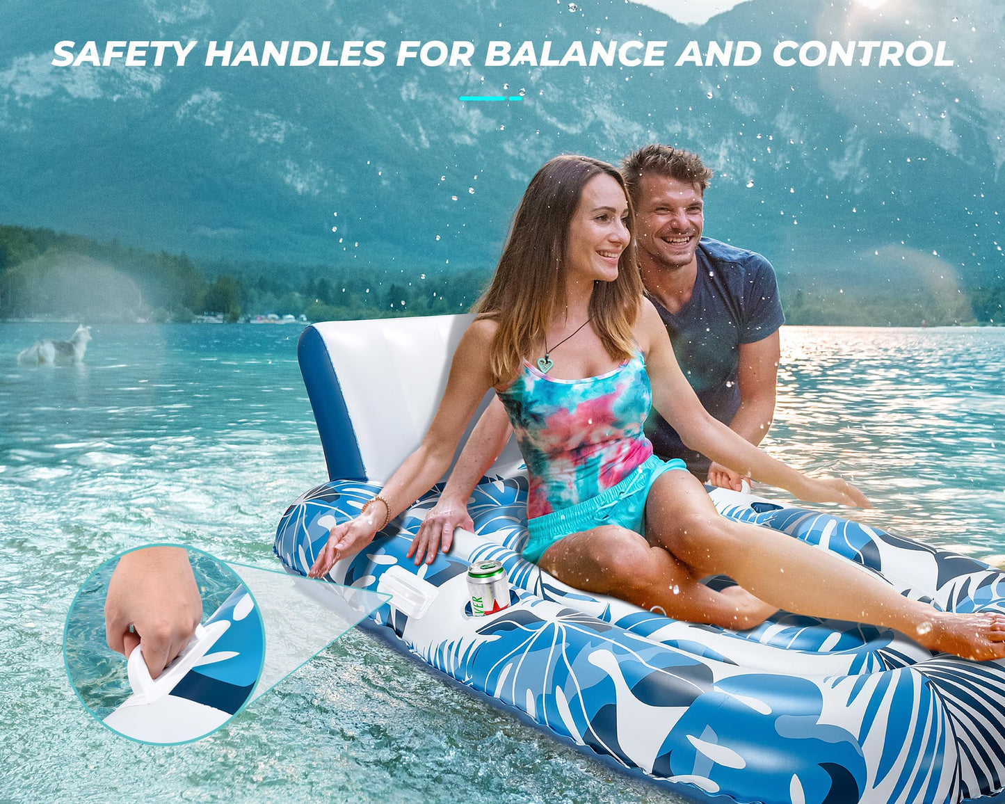 Pool Floats mature-themed Inflatable Tanning Pool Lounger Extra Large River Rafts Sunnbathing Floaties Chair Heavy Duty Water Floating Lounge Recliner with Cupholder Backrest for Party Lake Ocean Sea Beach