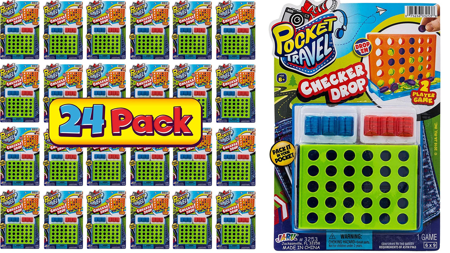 Ja-Ru Pocket Travel Mini Four In A Row Game (24 Units) Pocket Size Travel Games & Family Board Games. Outdoor & Indoor Recess To