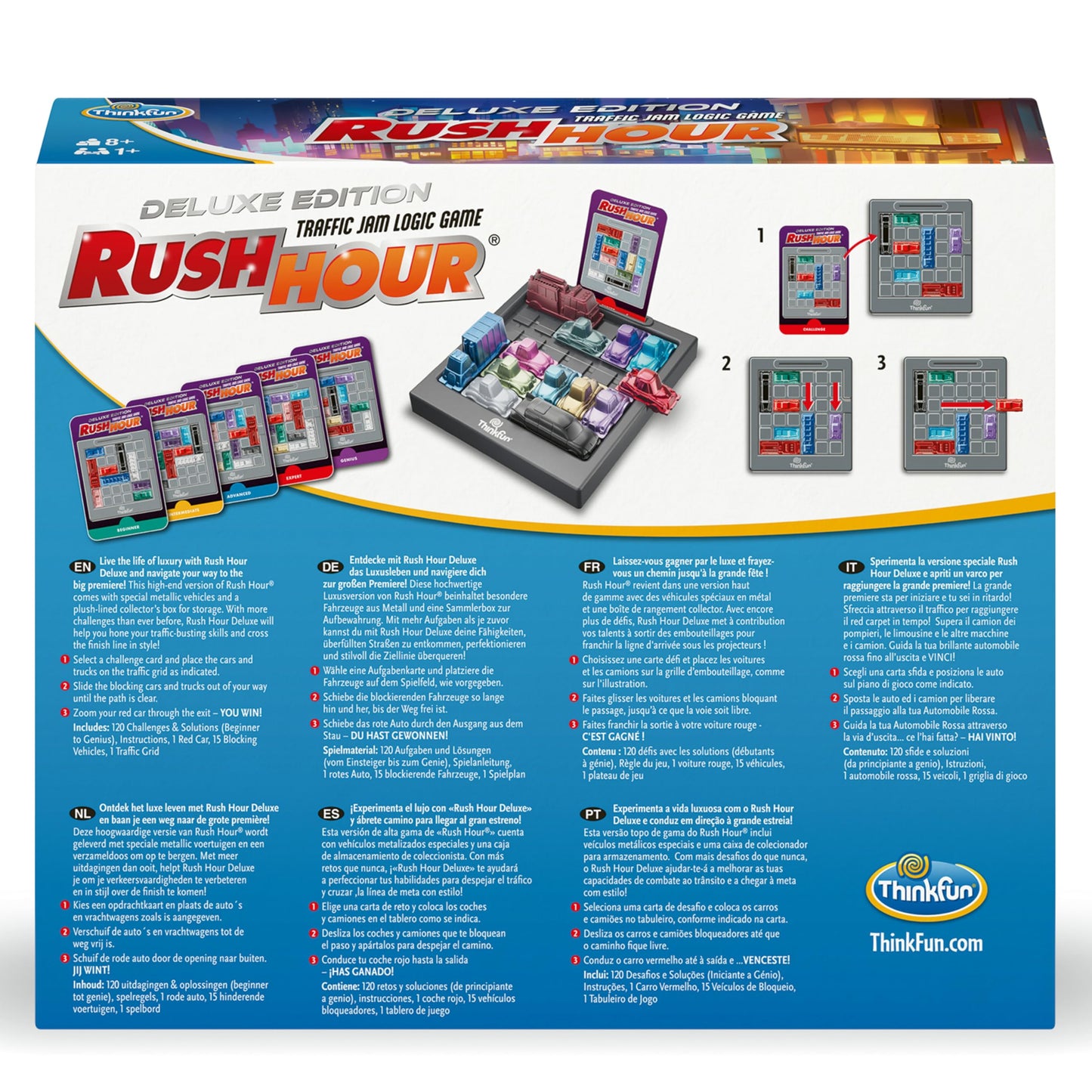 Thinkfun Rush Hour Deluxe - The Gamer'S Logic Game | Navigate 120 Traffic Challenges With Collector'S Edition Limo And Metallic
