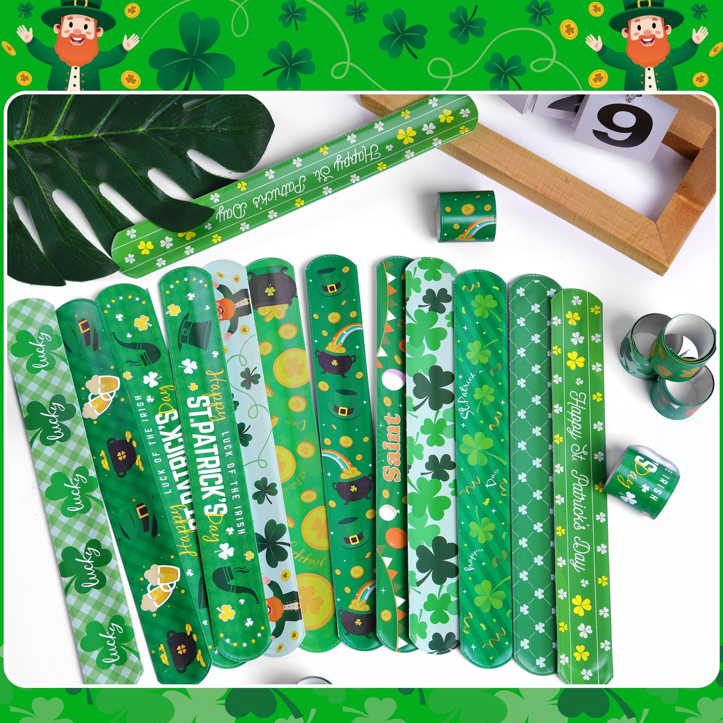 36 Pcs St. Patrick'S Day Slap Bracelet,St Patricks Day Favors,St Patricks Day Gifts,St Patricks Day Decorations Gifts Bracelet D